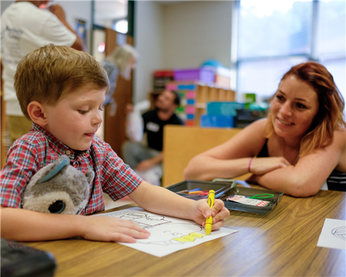Student working with parent
